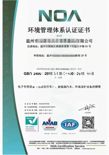 ISO14001環境管理體系認證